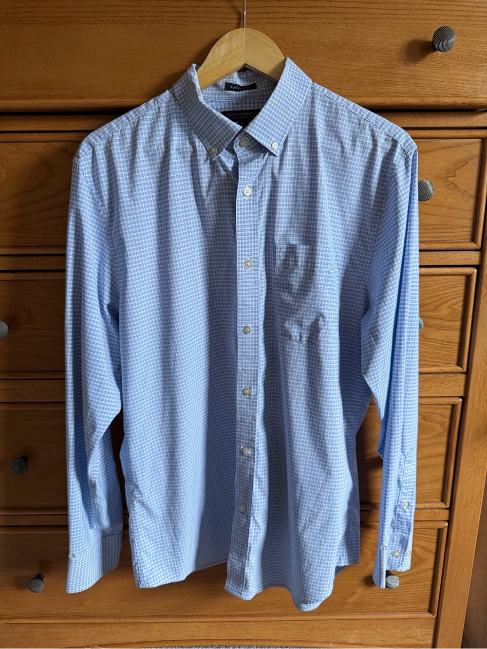Banana Republic Mens Slim Flex Fit Tech Stretch Cotton Shirt Size L Checkered